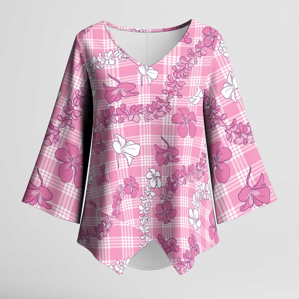 Alaka Aloha Hawaii Kimono Sleeve Blouse Plumeria Lei With Palaka Motif - Polynesian Pride