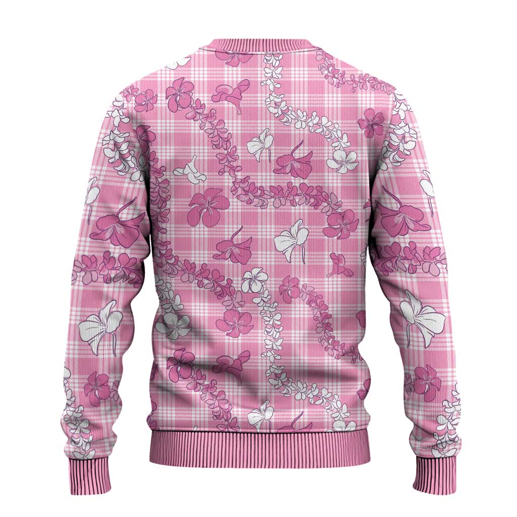 Alaka Aloha Hawaii Ugly Christmas Sweater Plumeria Lei With Palaka Motif - Polynesian Pride