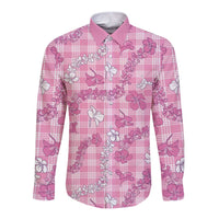 Alaka Aloha Hawaii Long Sleeve Button Shirt Plumeria Lei With Palaka Motif - Polynesian Pride