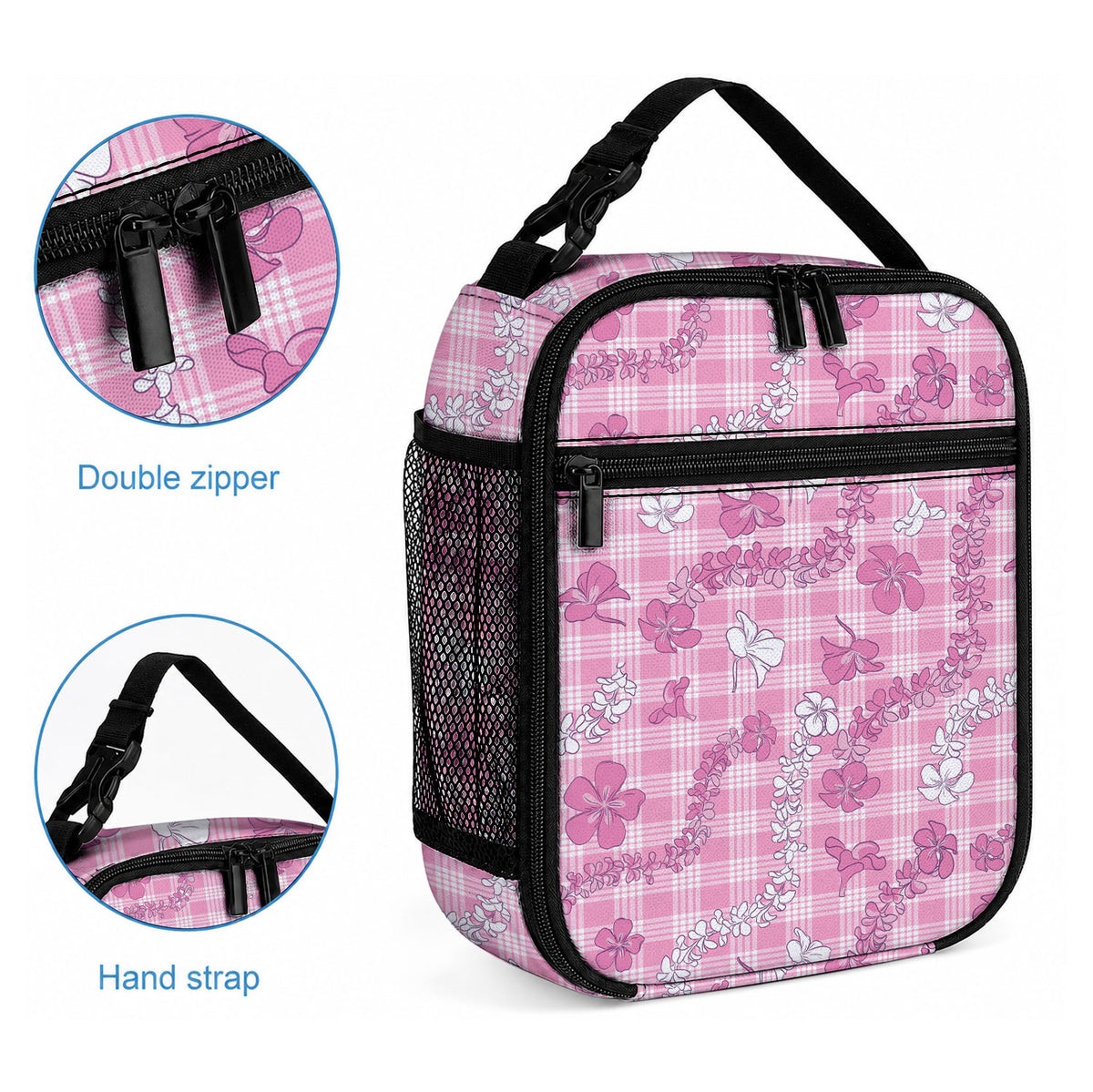 Alaka Aloha Hawaii Lunch Bag Plumeria Lei With Palaka Motif
