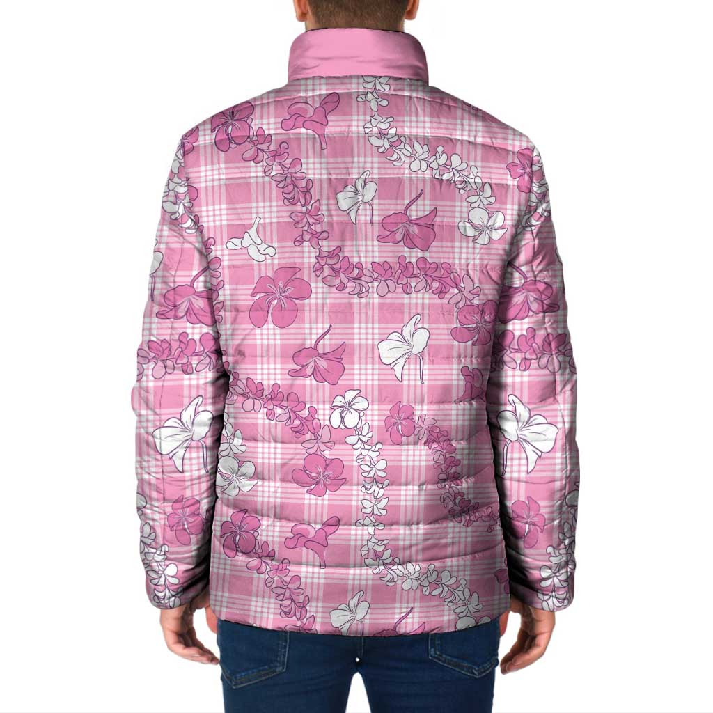 Alaka Aloha Hawaii Padded Jacket Plumeria Lei With Palaka Motif - Polynesian Pride
