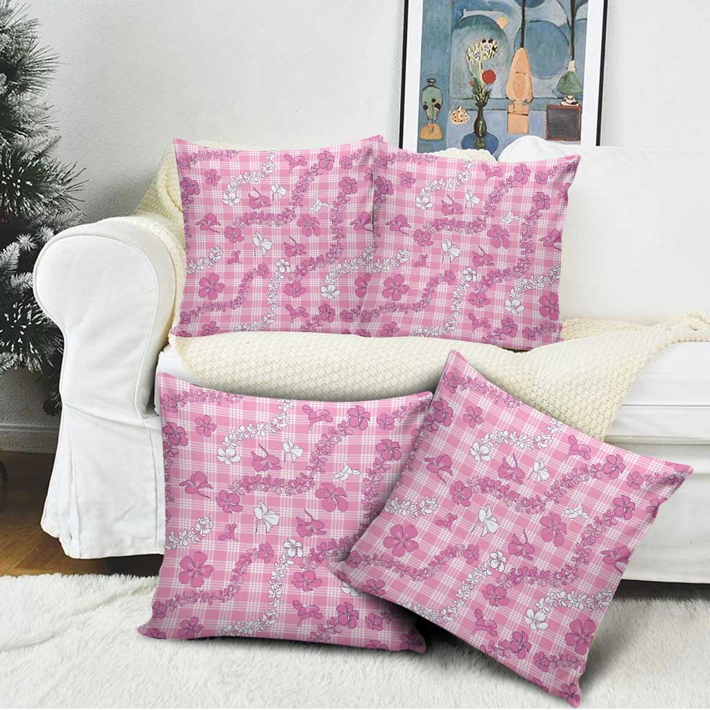 Alaka Aloha Hawaii Pillow Cover Plumeria Lei With Palaka Motif - Polynesian Pride