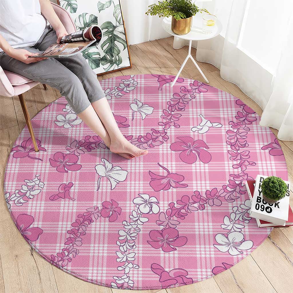 Alaka Aloha Hawaii Round Carpet Plumeria Lei With Palaka Motif - Polynesian Pride