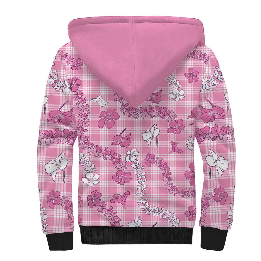 Alaka Aloha Hawaii Sherpa Hoodie Plumeria Lei With Palaka Motif LT14 - Polynesian Pride
