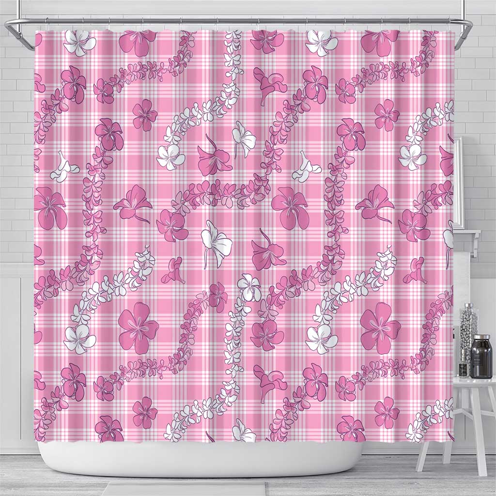 Alaka Aloha Hawaii Shower Curtain Plumeria Lei With Palaka Motif - Polynesian Pride