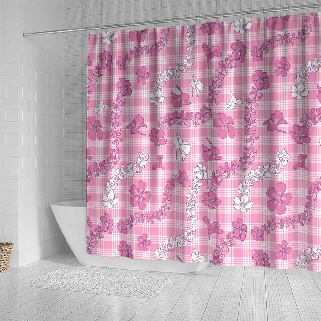 Alaka Aloha Hawaii Shower Curtain Plumeria Lei With Palaka Motif - Polynesian Pride