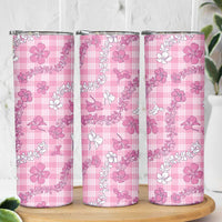 Alaka Aloha Hawaii Skinny Tumbler Plumeria Lei With Palaka Motif - Polynesian Pride