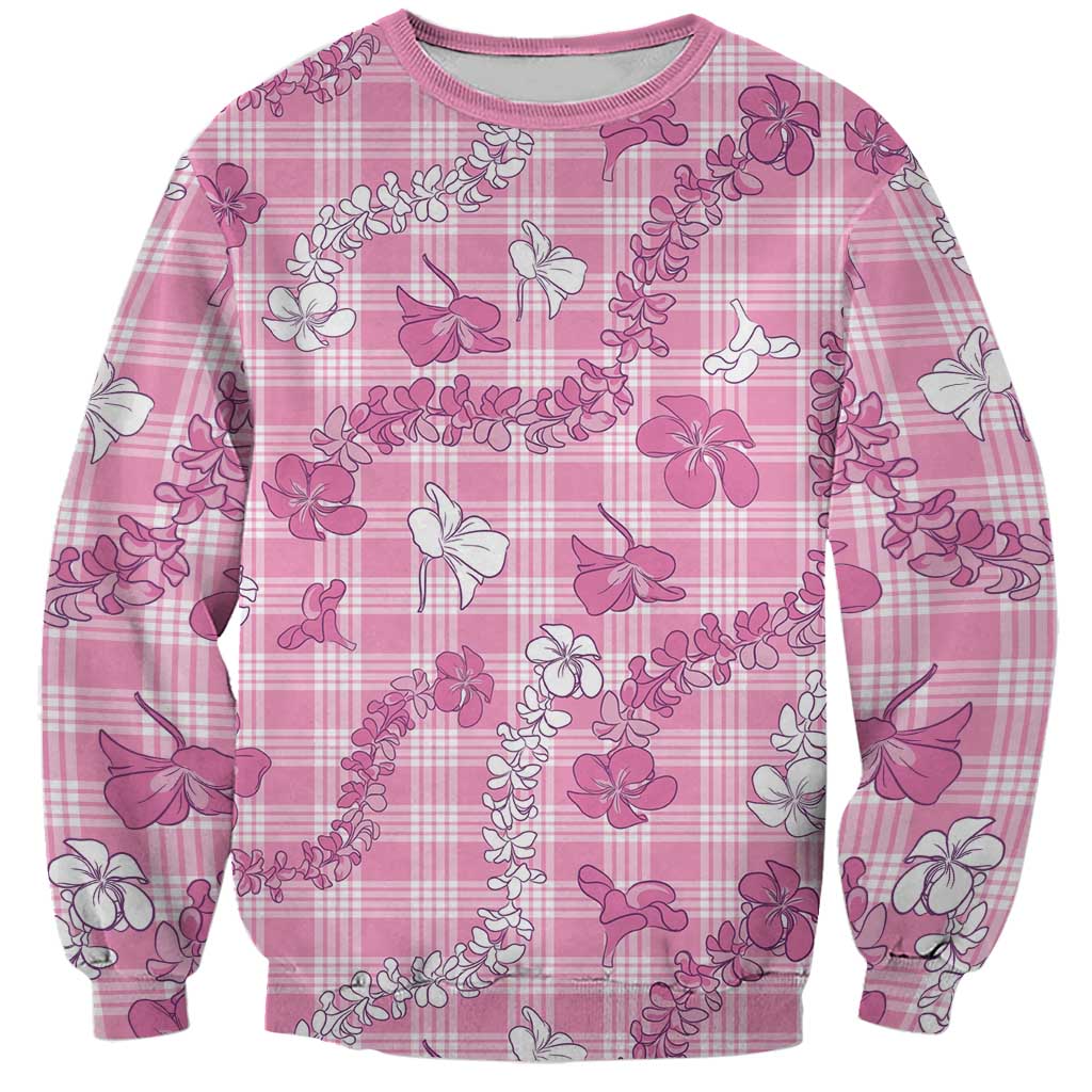 Alaka Aloha Hawaii Sweatshirt Plumeria Lei With Palaka Motif - Polynesian Pride