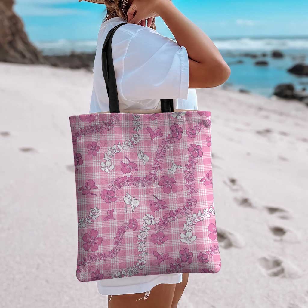 Alaka Aloha Hawaii Tote Bag Plumeria Lei With Palaka Motif - Polynesian Pride