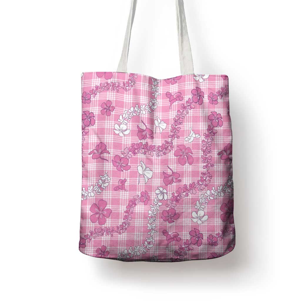 Alaka Aloha Hawaii Tote Bag Plumeria Lei With Palaka Motif - Polynesian Pride