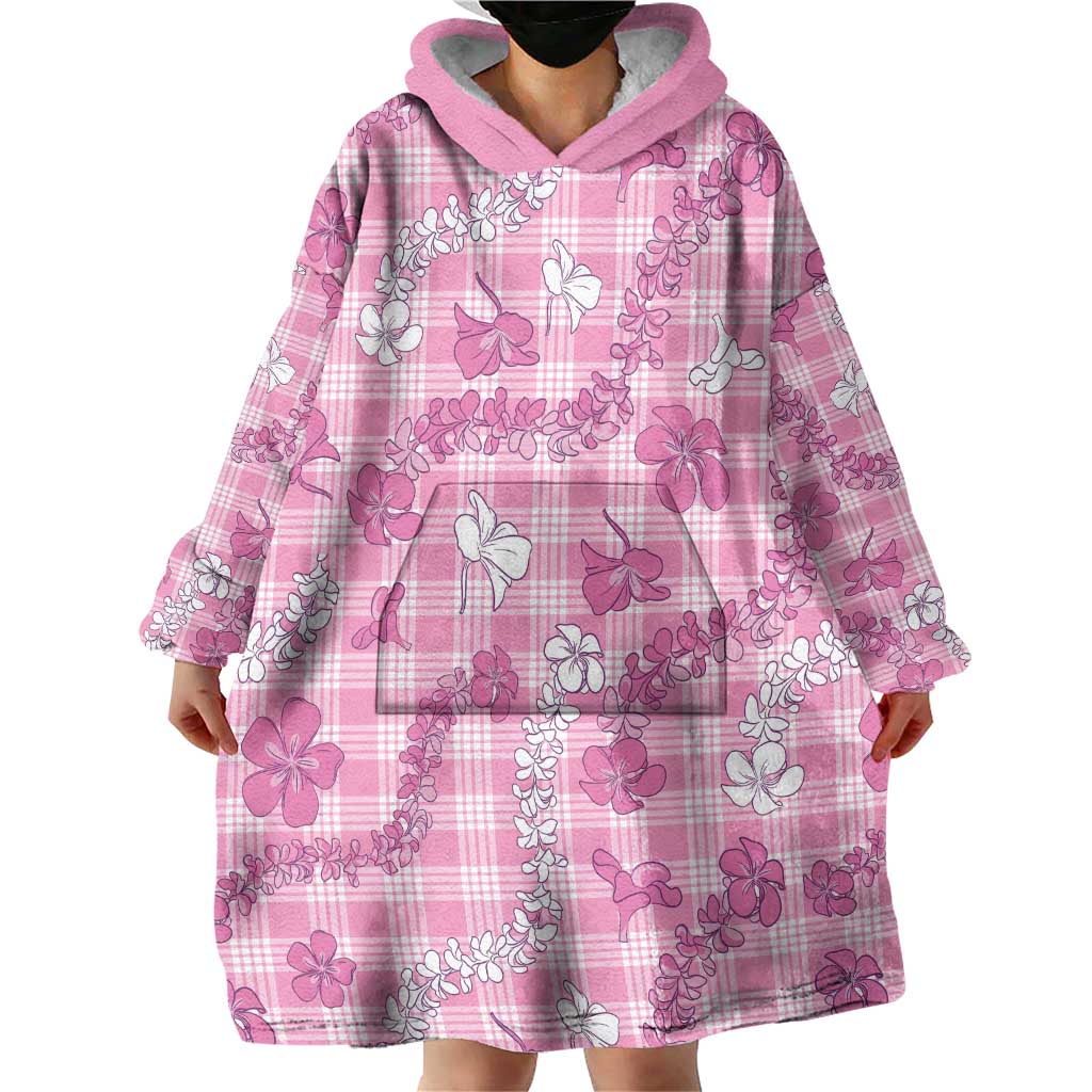 Alaka Aloha Hawaii Wearable Blanket Hoodie Plumeria Lei With Palaka Motif - Polynesian Pride