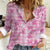 Alaka Aloha Hawaii Women Casual Shirt Plumeria Lei With Palaka Motif - Polynesian Pride
