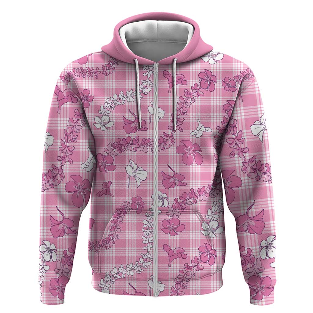 Alaka Aloha Hawaii Zip Hoodie Plumeria Lei With Palaka Motif - Polynesian Pride