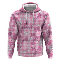 Alaka Aloha Hawaii Zip Hoodie Plumeria Lei With Palaka Motif - Polynesian Pride