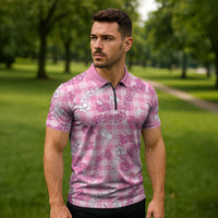 Alaka Aloha Hawaii Zipper Polo Shirt Plumeria Lei With Palaka Motif - Polynesian Pride