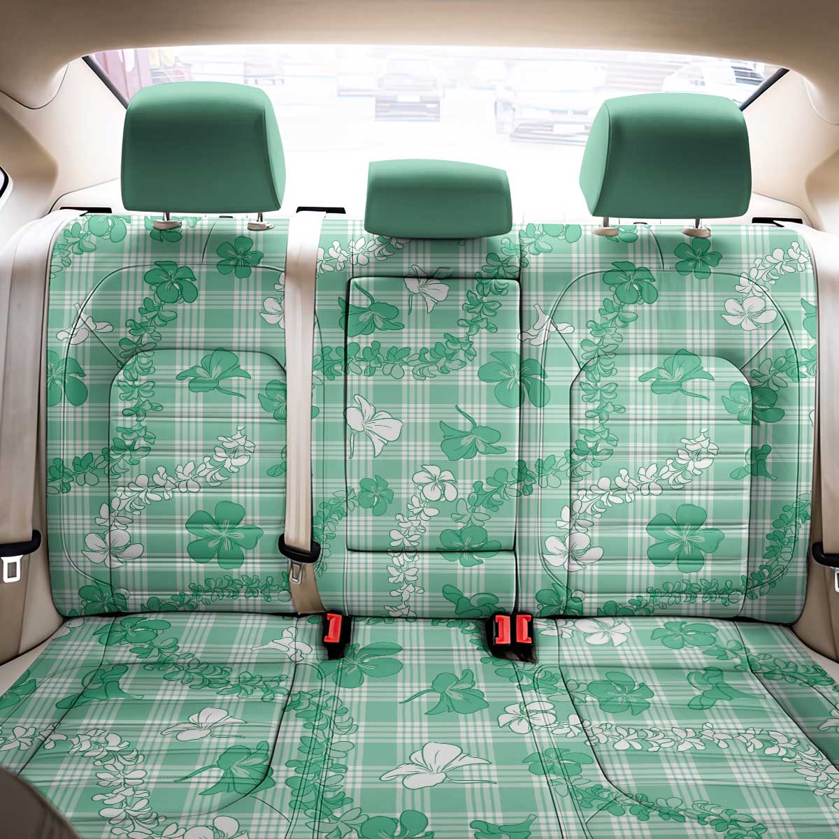Omaomao Aloha Hawaii Back Car Seat Cover Plumeria Lei With Palaka Motif LT14 - Polynesian Pride