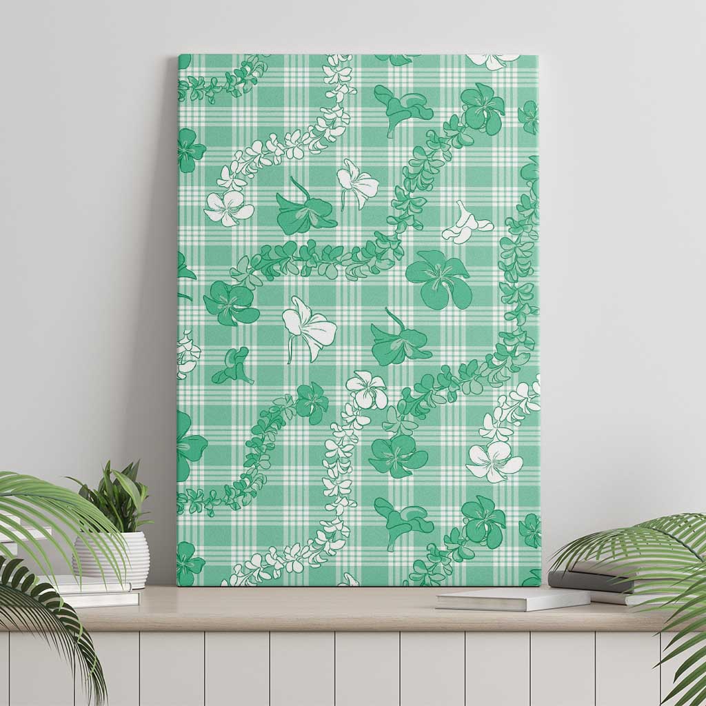 Omaomao Aloha Hawaii Canvas Wall Art Plumeria Lei With Palaka Motif - Polynesian Pride
