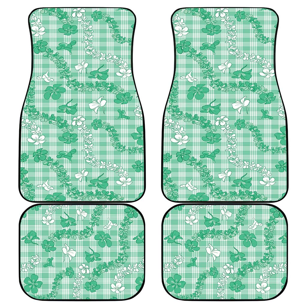 Omaomao Aloha Hawaii Car Mats Plumeria Lei With Palaka Motif - Polynesian Pride