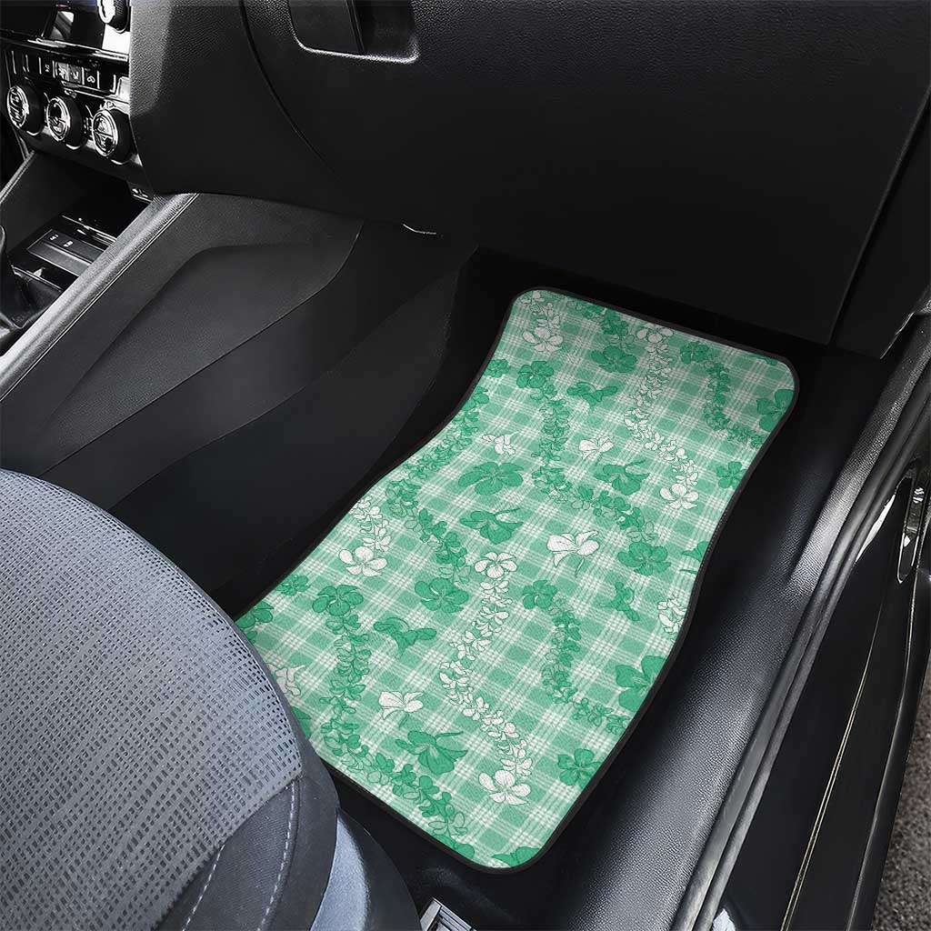 Omaomao Aloha Hawaii Car Mats Plumeria Lei With Palaka Motif - Polynesian Pride