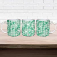 Omaomao Aloha Hawaii Ceramic Mug Plumeria Lei With Palaka Motif - Polynesian Pride