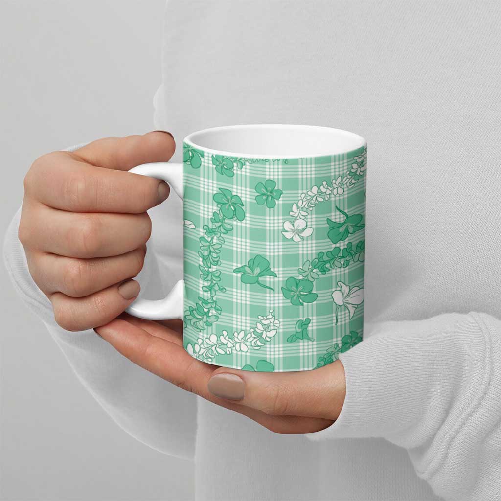 Omaomao Aloha Hawaii Ceramic Mug Plumeria Lei With Palaka Motif - Polynesian Pride