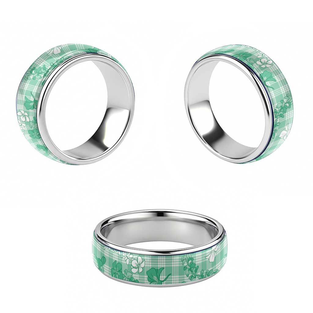 Omaomao Aloha Hawaii Classic Ring Plumeria Lei With Palaka Motif - Polynesian Pride