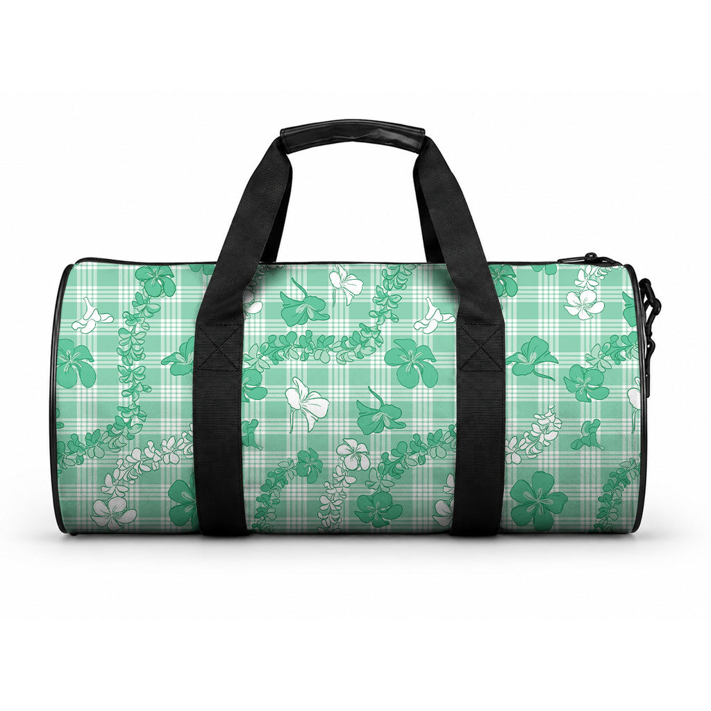 Omaomao Aloha Hawaii Duffle Bag Plumeria Lei With Palaka Motif