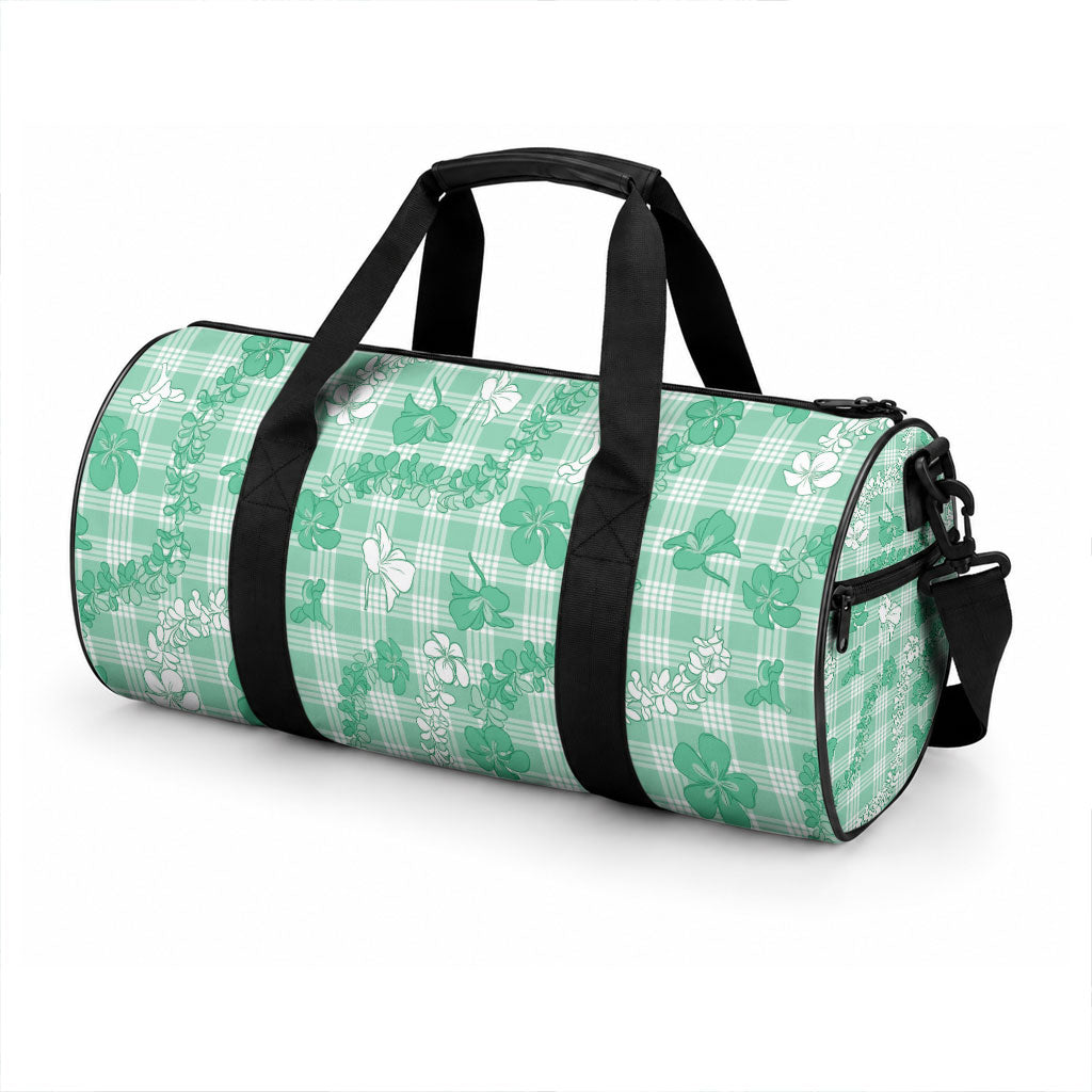 Omaomao Aloha Hawaii Duffle Bag Plumeria Lei With Palaka Motif