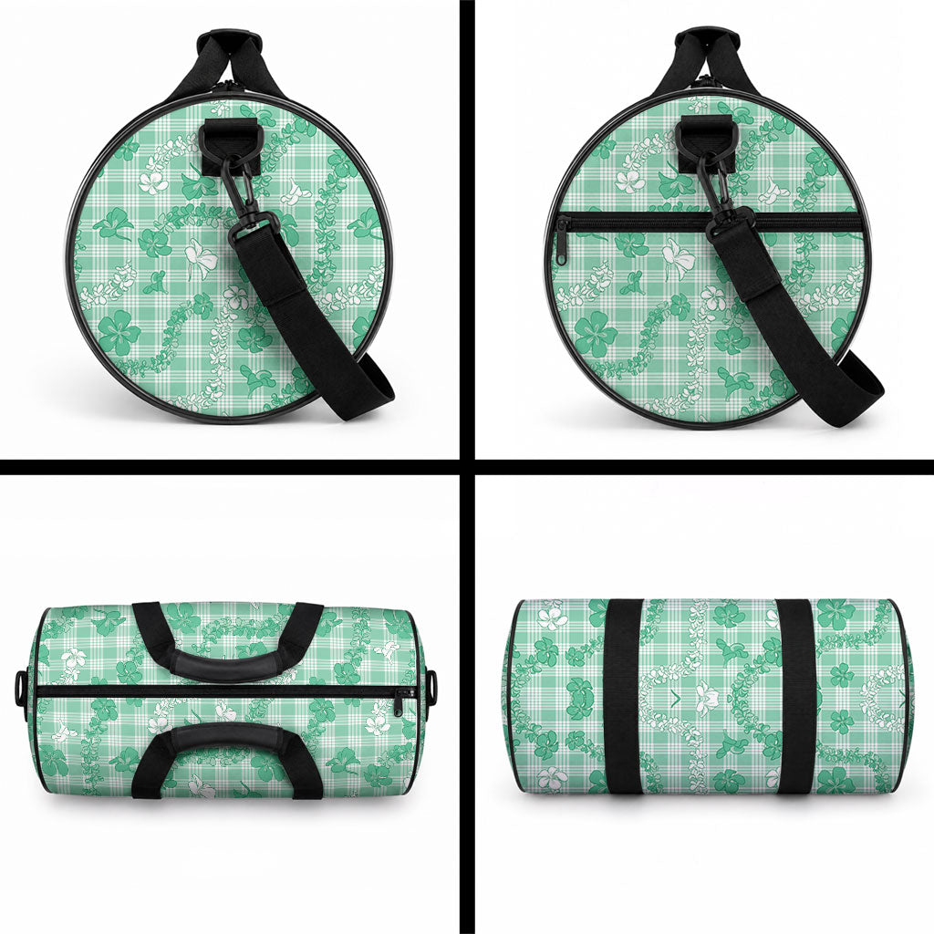 Omaomao Aloha Hawaii Duffle Bag Plumeria Lei With Palaka Motif