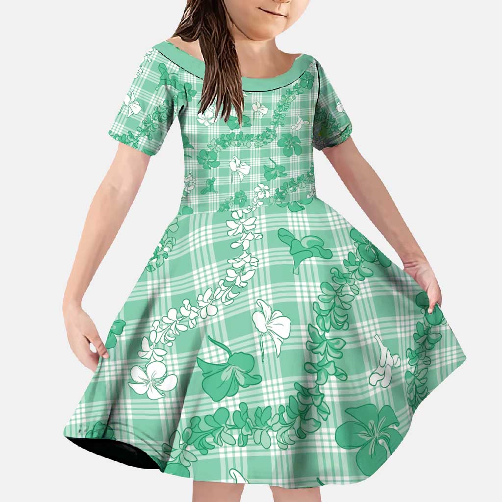 Omaomao Aloha Hawaii Family Matching Long Sleeve Bodycon Dress and Hawaiian Shirt Plumeria Lei With Palaka Motif - Polynesian Pride