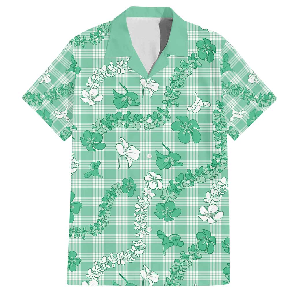 Omaomao Aloha Hawaii Family Matching Off Shoulder Maxi Dress and Hawaiian Shirt Plumeria Lei With Palaka Motif - Polynesian Pride