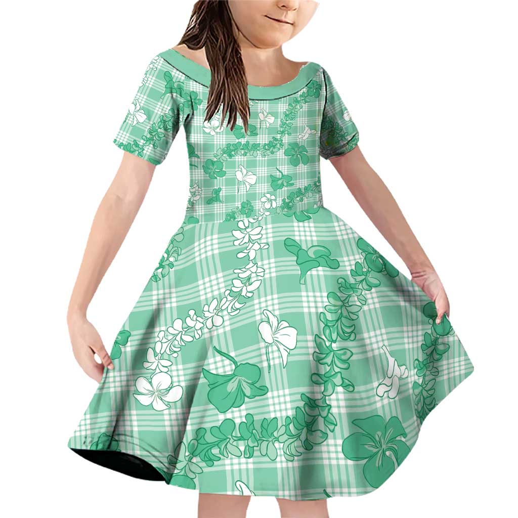 Omaomao Aloha Hawaii Family Matching Off Shoulder Short Dress and Hawaiian Shirt Plumeria Lei With Palaka Motif - Polynesian Pride