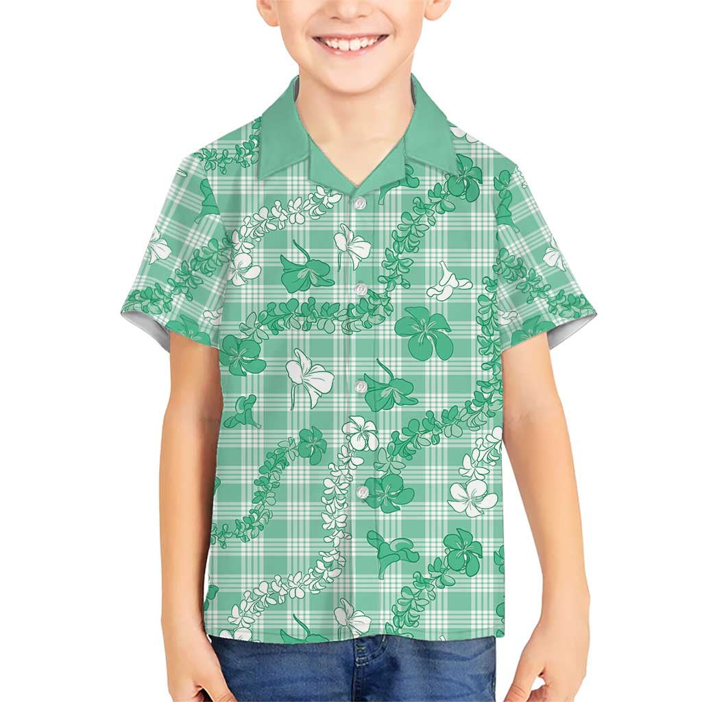 Omaomao Aloha Hawaii Kid Hawaiian Shirt Plumeria Lei With Palaka Motif - Polynesian Pride