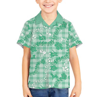 Omaomao Aloha Hawaii Kid Hawaiian Shirt Plumeria Lei With Palaka Motif - Polynesian Pride