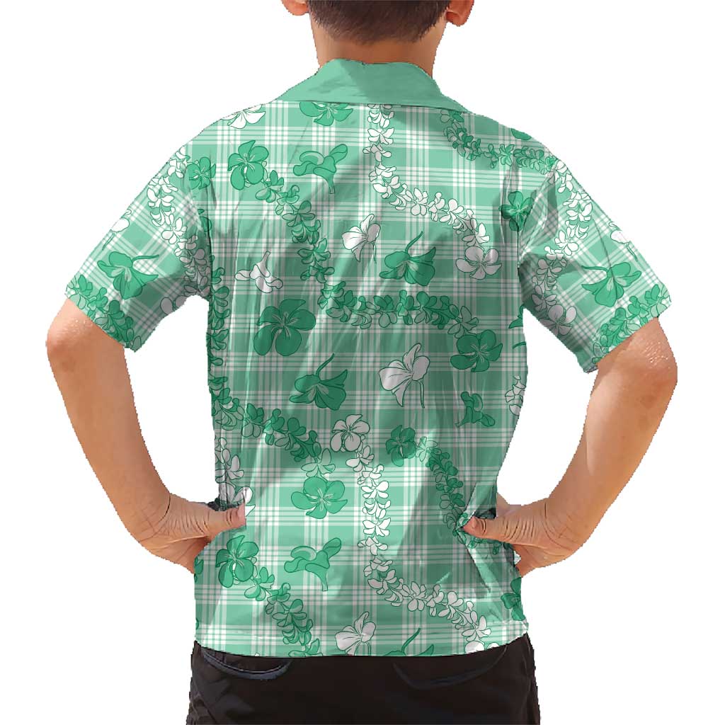 Omaomao Aloha Hawaii Kid Hawaiian Shirt Plumeria Lei With Palaka Motif - Polynesian Pride