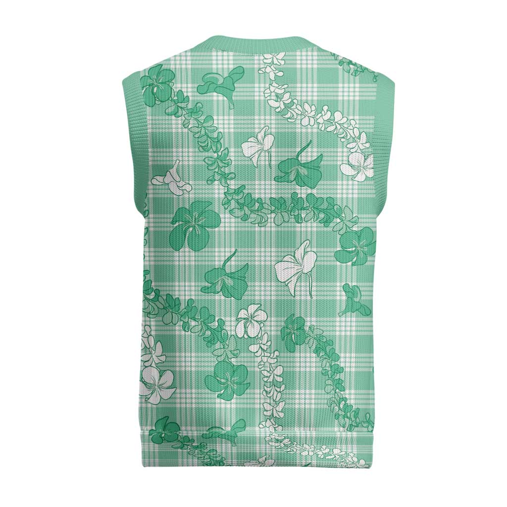 Omaomao Aloha Hawaii Christmas Knitted V-Neck Vest Plumeria Lei With Palaka Motif - Polynesian Pride