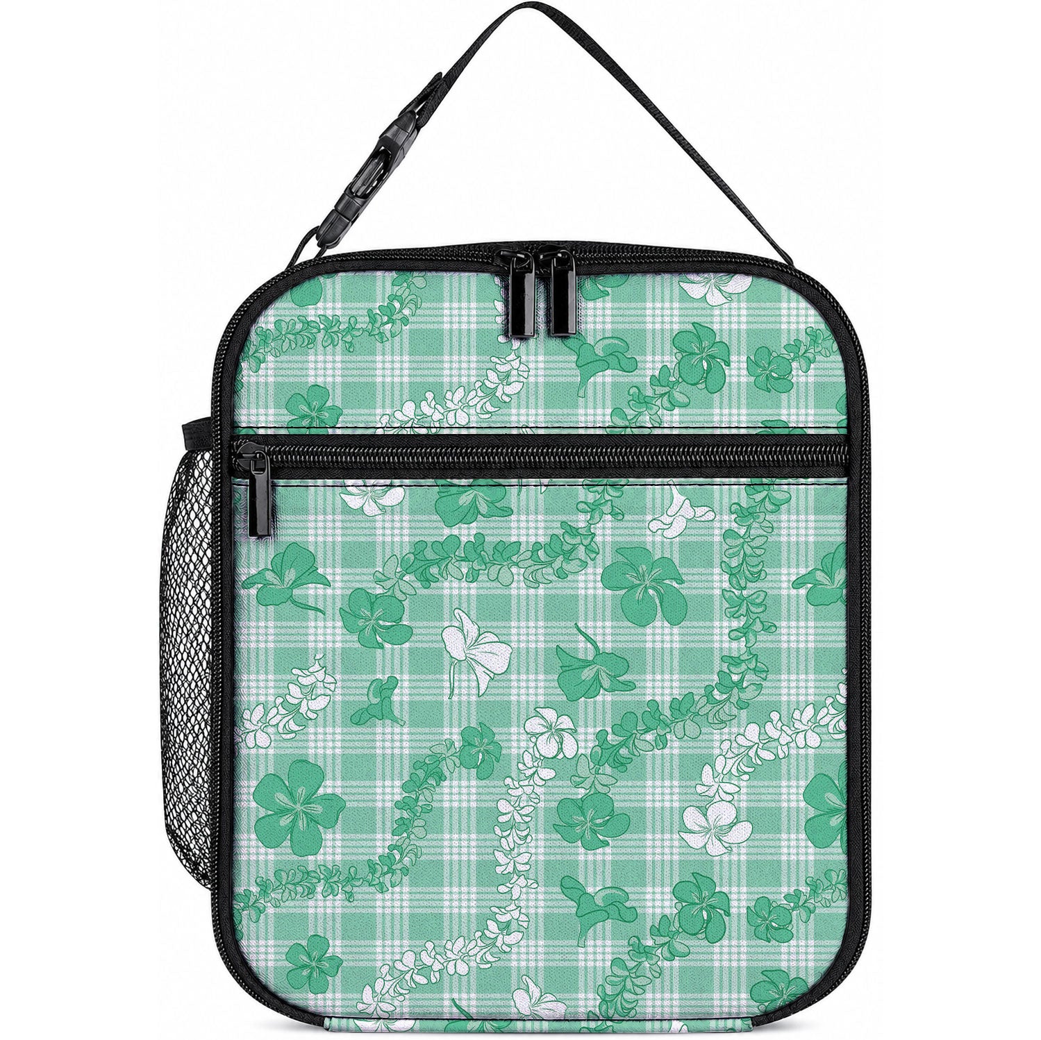 Omaomao Aloha Hawaii Lunch Bag Plumeria Lei With Palaka Motif