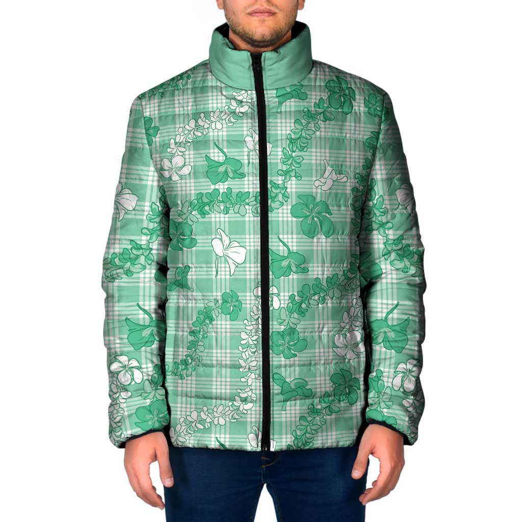 Omaomao Aloha Hawaii Padded Jacket Plumeria Lei With Palaka Motif - Polynesian Pride