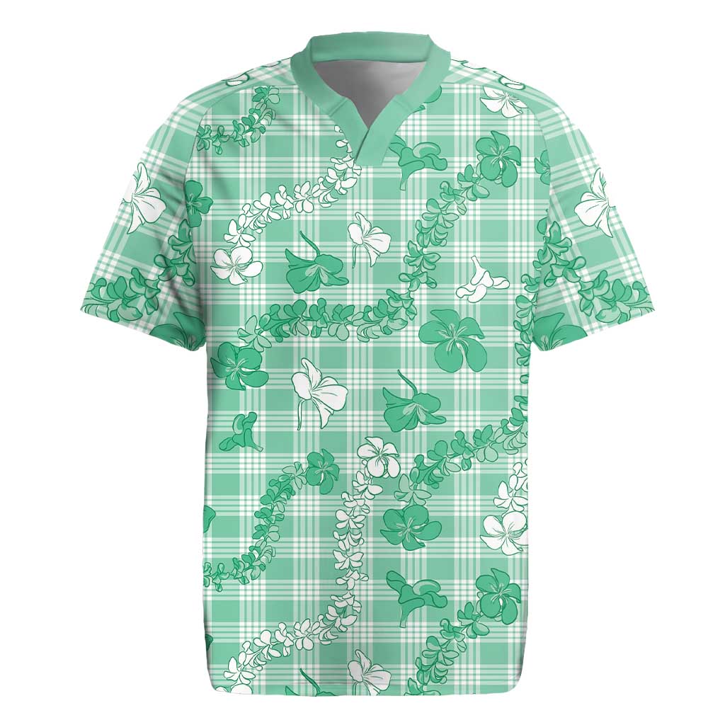 Omaomao Aloha Hawaii Rugby Jersey Plumeria Lei With Palaka Motif - Polynesian Pride