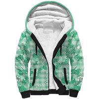 Omaomao Aloha Hawaii Sherpa Hoodie Plumeria Lei With Palaka Motif LT14 Unisex Green - Polynesian Pride