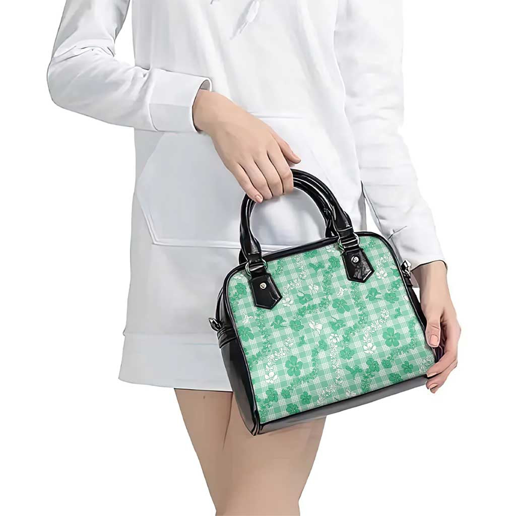 Omaomao Aloha Hawaii Shoulder Handbag Plumeria Lei With Palaka Motif - Polynesian Pride