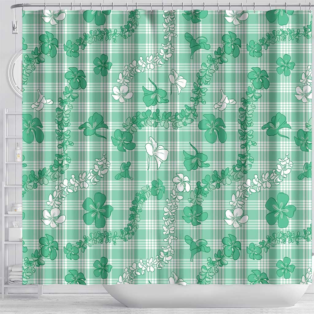 Omaomao Aloha Hawaii Shower Curtain Plumeria Lei With Palaka Motif - Polynesian Pride