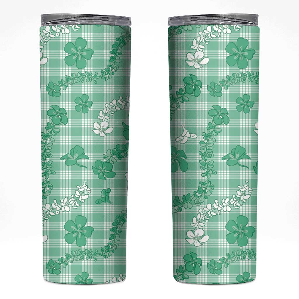 Omaomao Aloha Hawaii Skinny Tumbler Plumeria Lei With Palaka Motif - Polynesian Pride