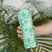 Omaomao Aloha Hawaii Skinny Tumbler Plumeria Lei With Palaka Motif - Polynesian Pride