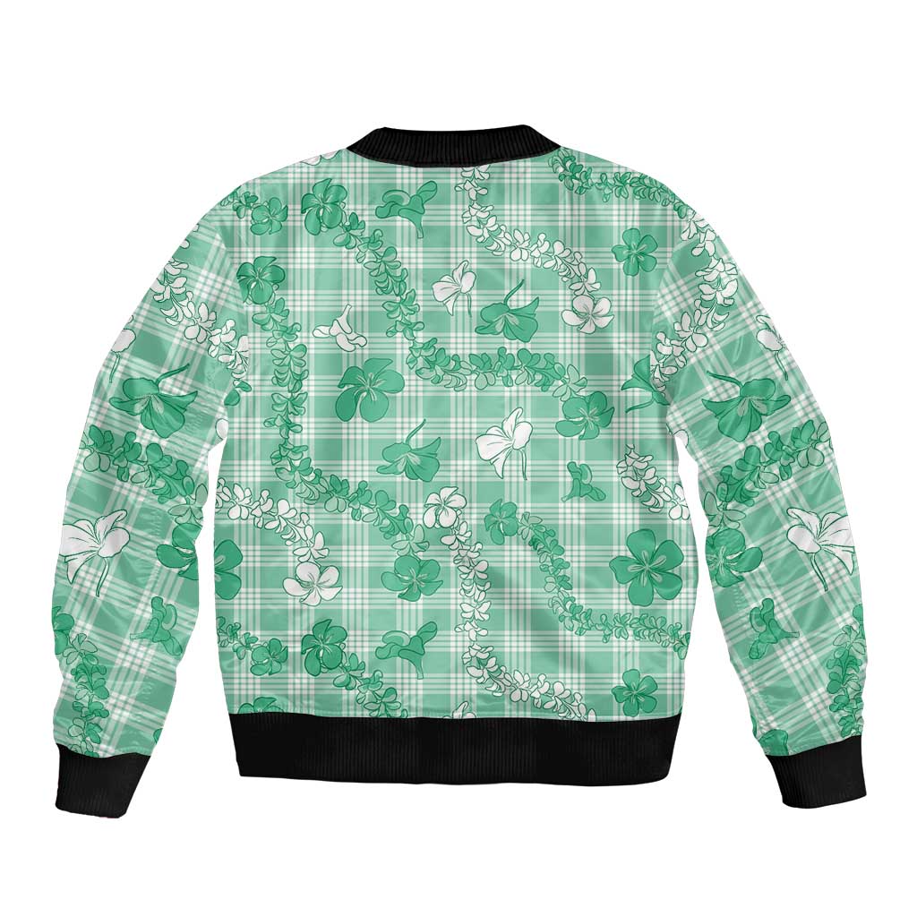 Omaomao Aloha Hawaii Sleeve Zip Bomber Jacket Plumeria Lei With Palaka Motif LT14 - Polynesian Pride