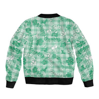 Omaomao Aloha Hawaii Sleeve Zip Bomber Jacket Plumeria Lei With Palaka Motif LT14 - Polynesian Pride