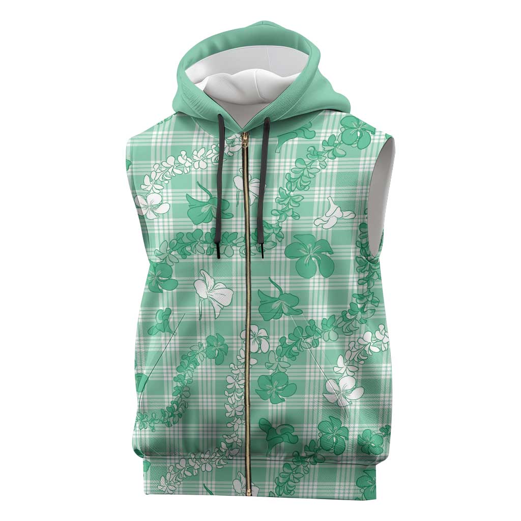 Omaomao Aloha Hawaii Sleeveless Zip Hoodie Plumeria Lei With Palaka Motif - Polynesian Pride