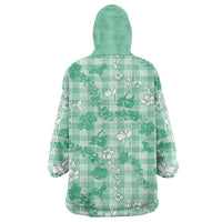 Omaomao Aloha Hawaii Wearable Blanket Hoodie Plumeria Lei With Palaka Motif - Polynesian Pride