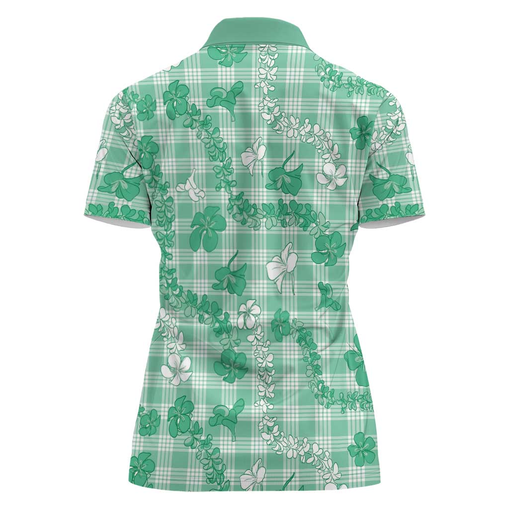Omaomao Aloha Hawaii Women Polo Shirt Plumeria Lei With Palaka Motif - Polynesian Pride