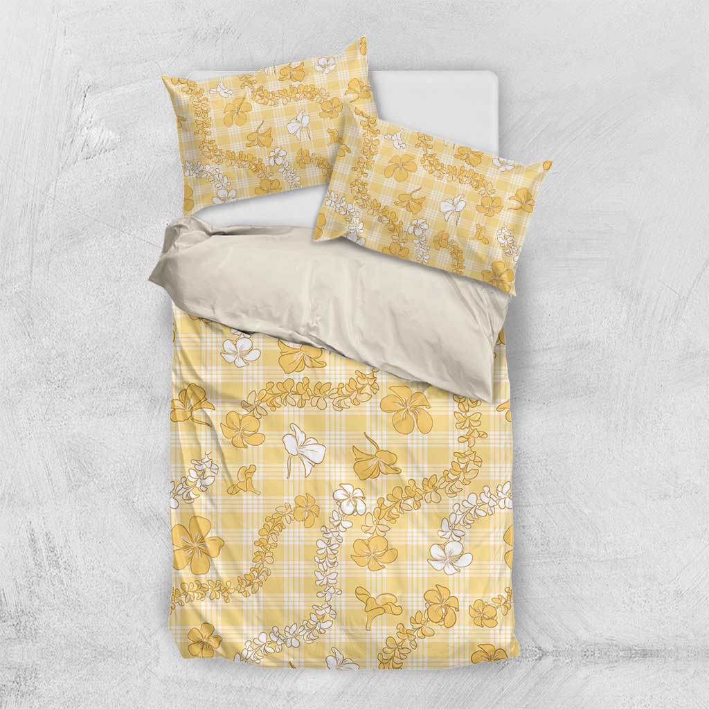 Melemele Aloha Hawaii Bedding Set Plumeria Lei With Palaka Motif - Polynesian Pride